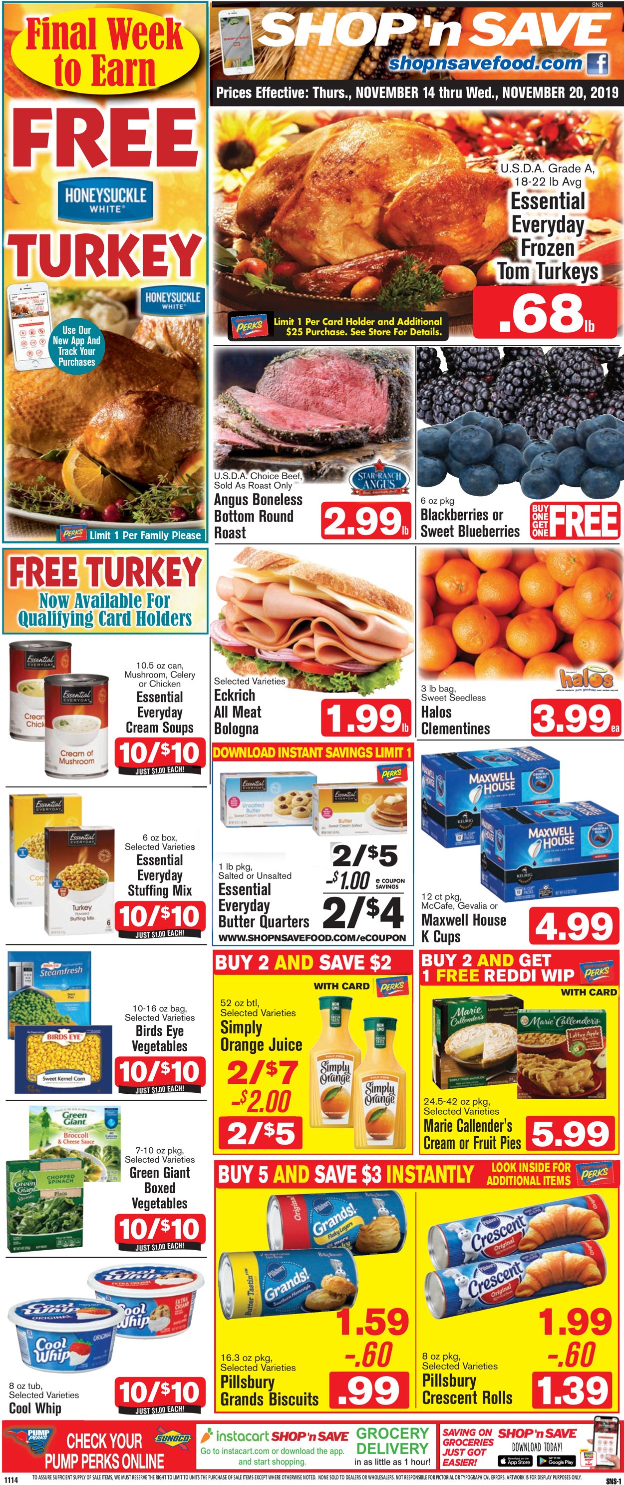 Shop ‘n Save (Pittsburgh) Ad from 11/14/2019