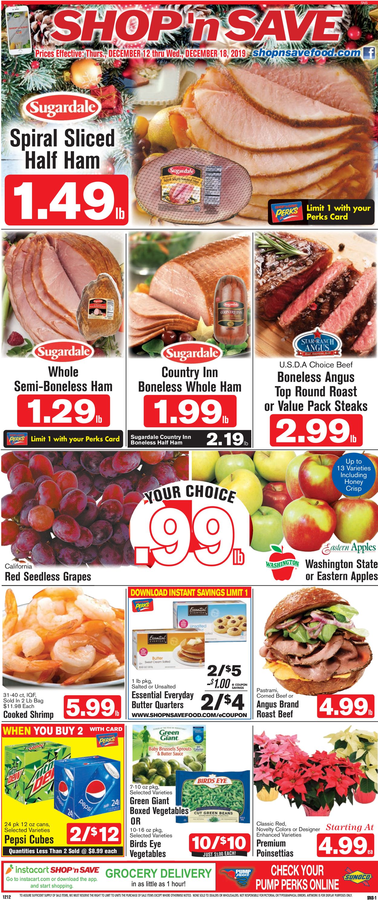 Shop ‘n Save (Pittsburgh) Ad from 12/12/2019