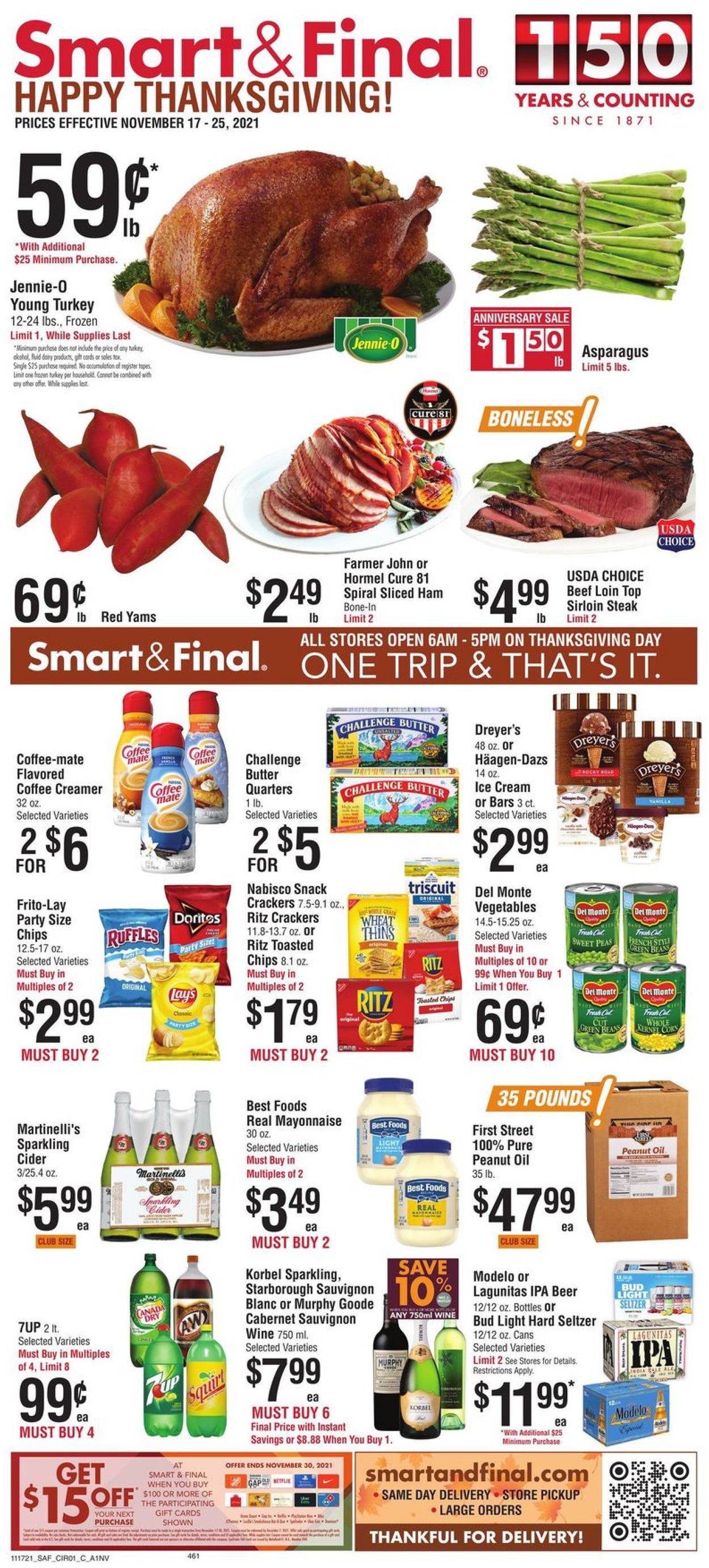 Smart and Final THANKSGIVING 2021 Current weekly ad 11/17 11/25/2021
