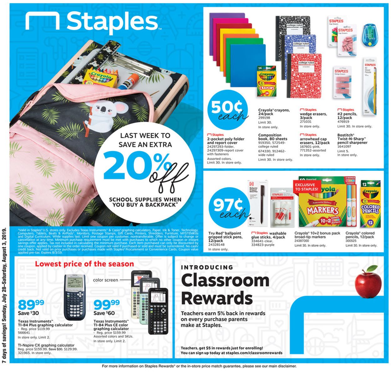 Staples Ad from 07/28/2019