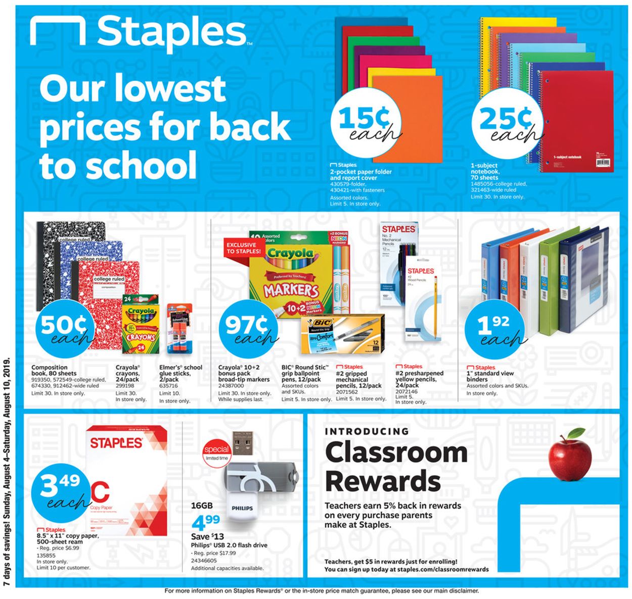 Staples Ad from 08/04/2019
