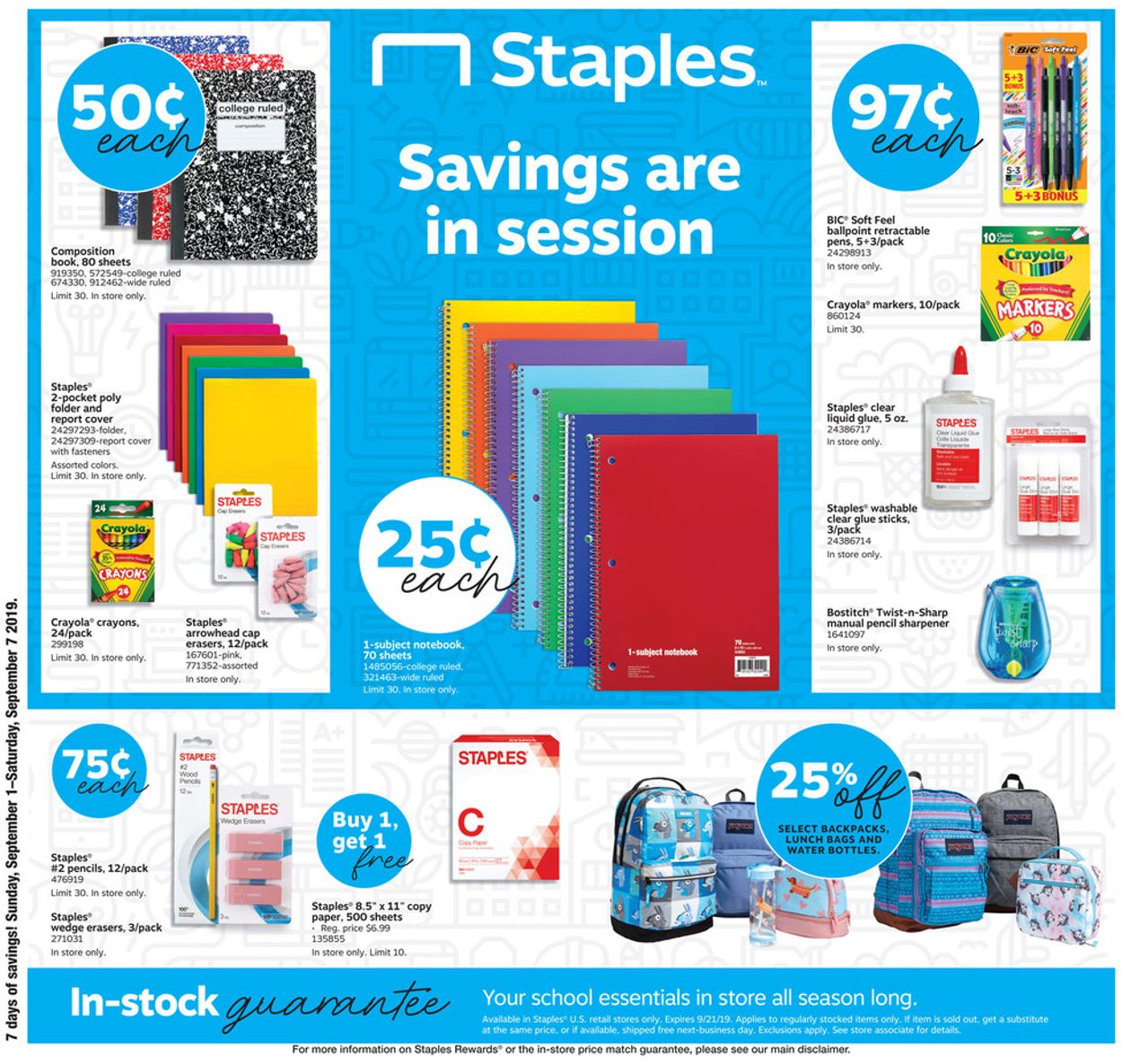 Staples Ad from 09/01/2019