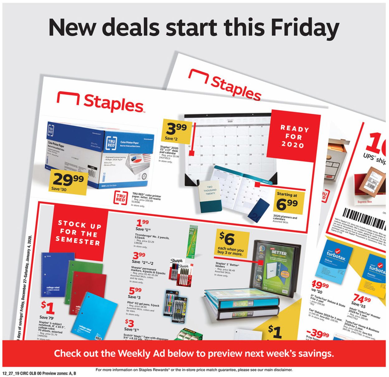 Staples Ad from 12/25/2019