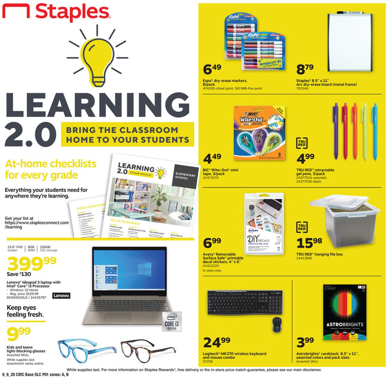 Staples Ad from 09/06/2020