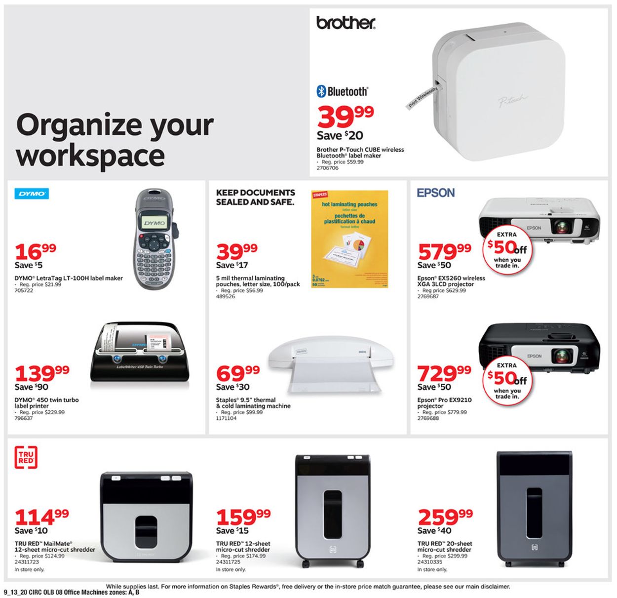 Staples Ad from 09/13/2020