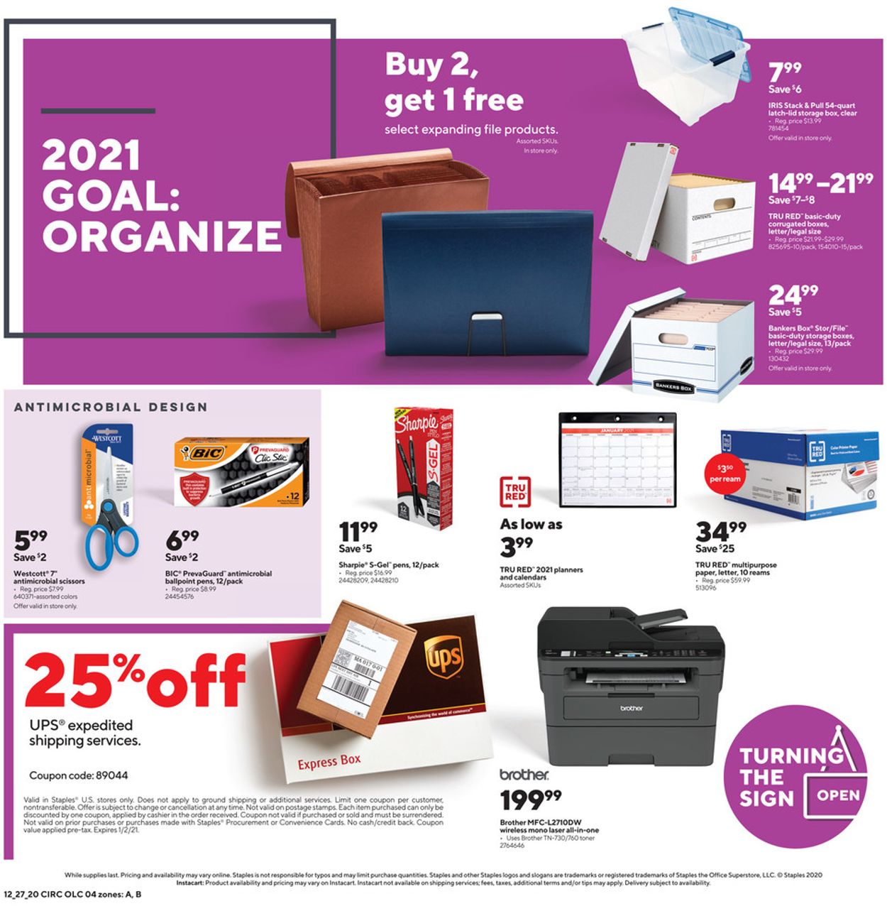 Staples Ad from 12/27/2020