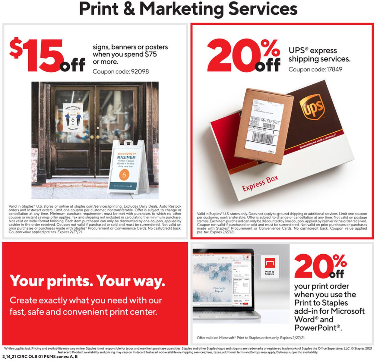 Staples Ad from 02/14/2021