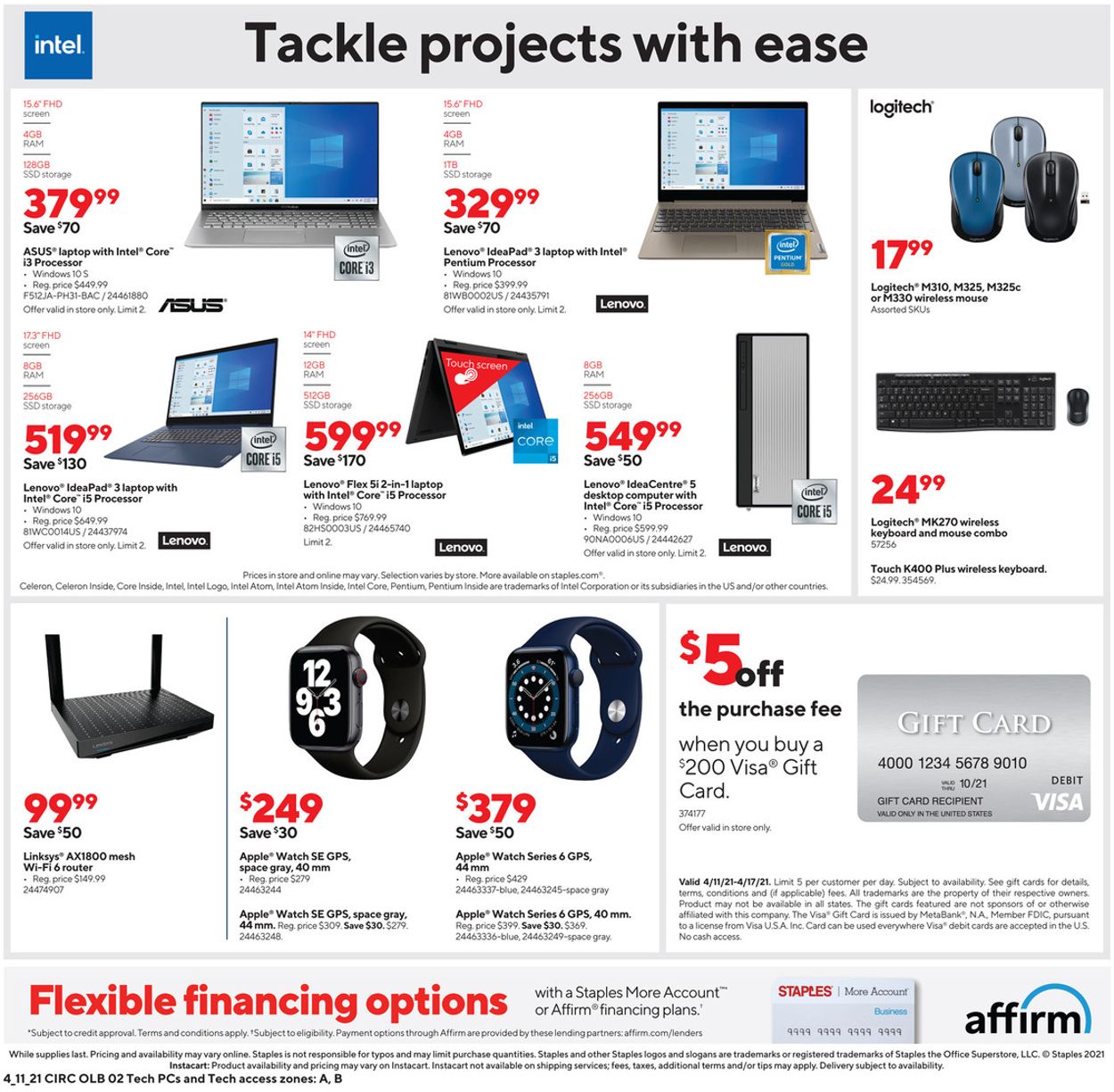 Staples Ad from 04/11/2021