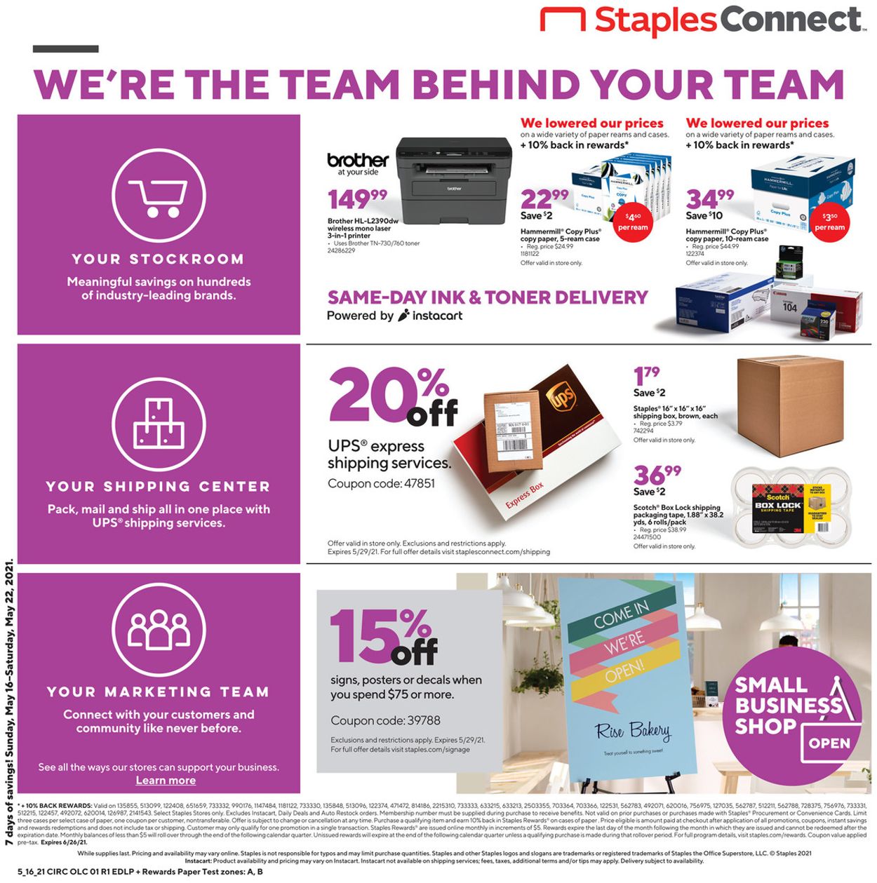 Staples Ad from 05/16/2021