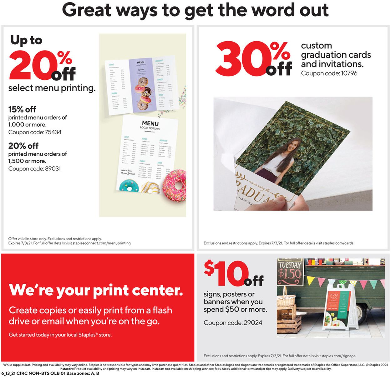 Staples Ad from 06/13/2021