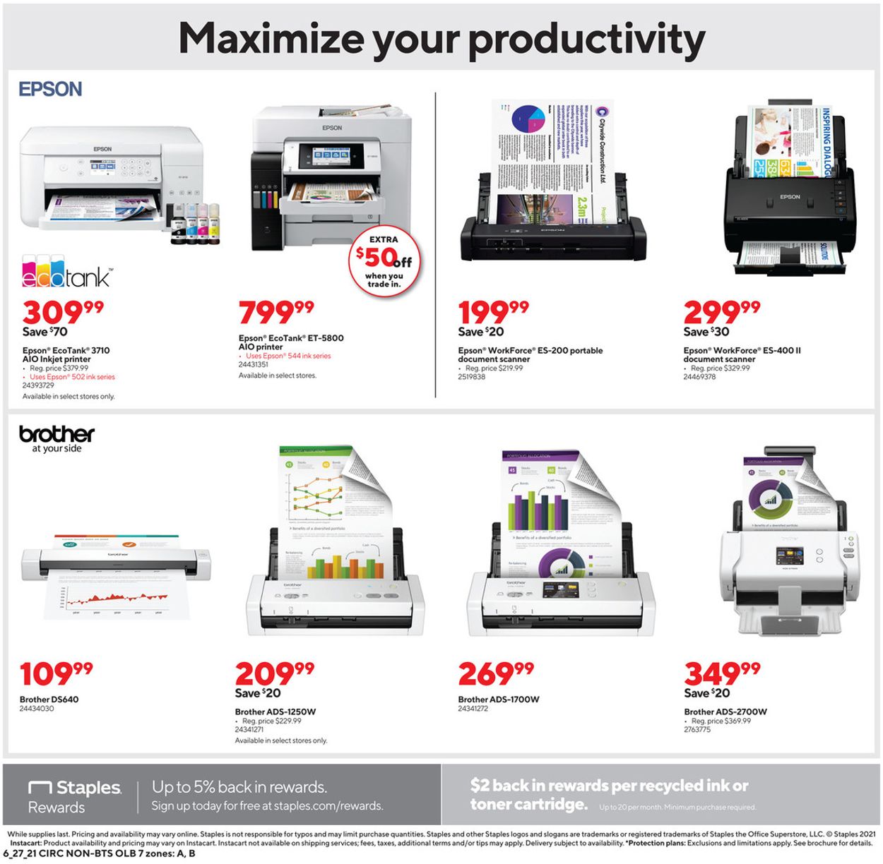 Staples Ad from 06/27/2021
