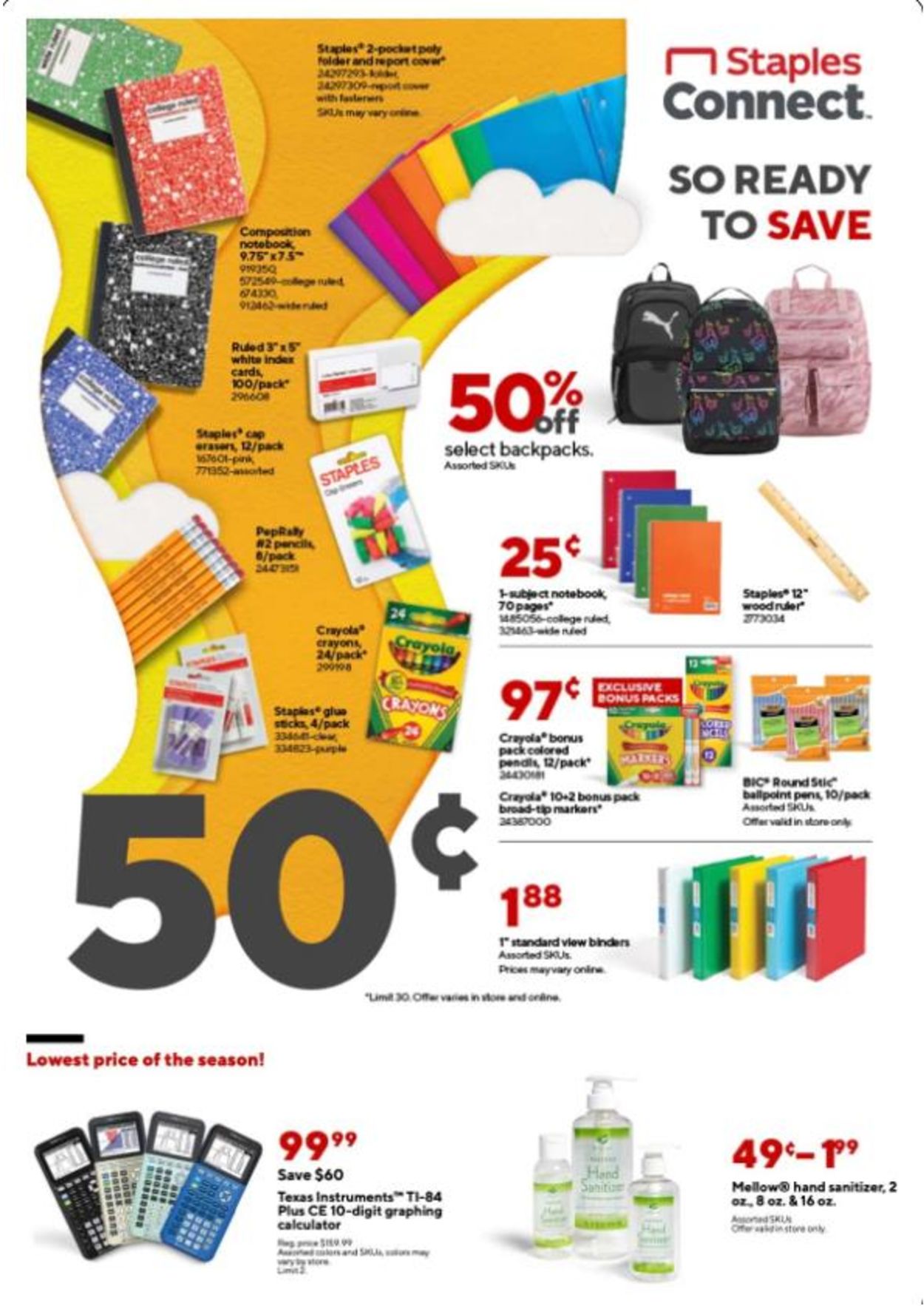 Staples Ad from 08/08/2021