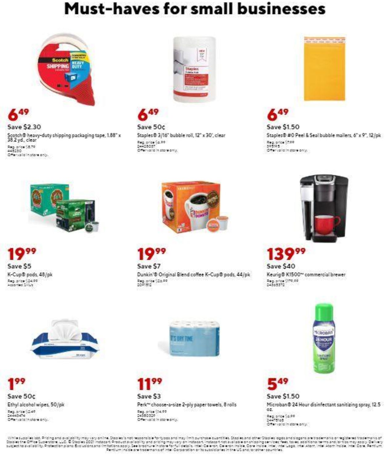 Staples Ad from 08/22/2021