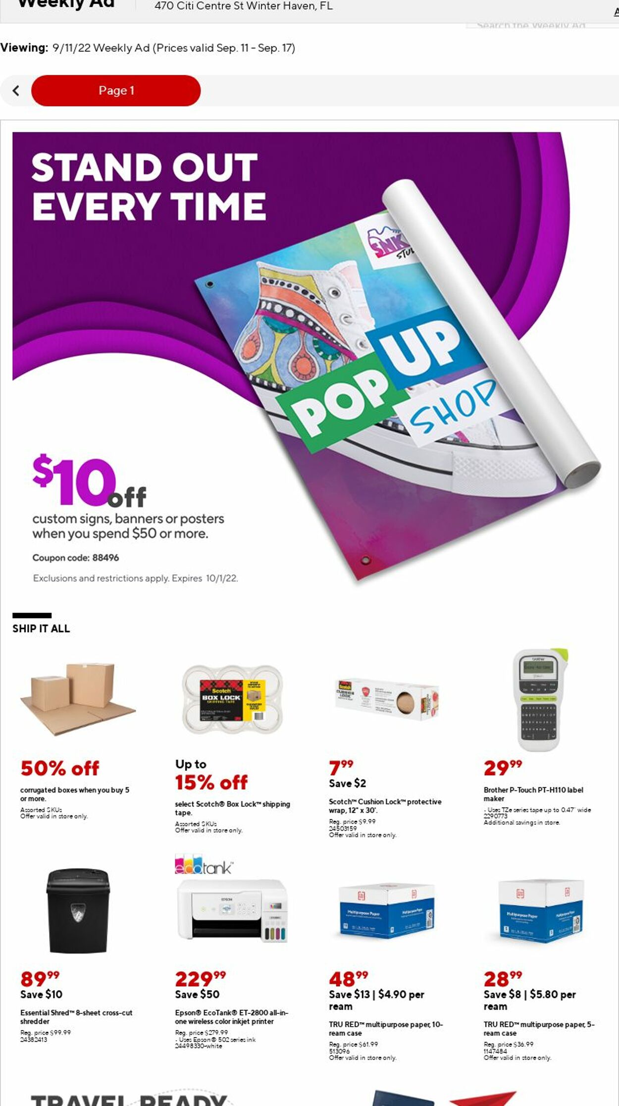 Staples Ad from 09/11/2022