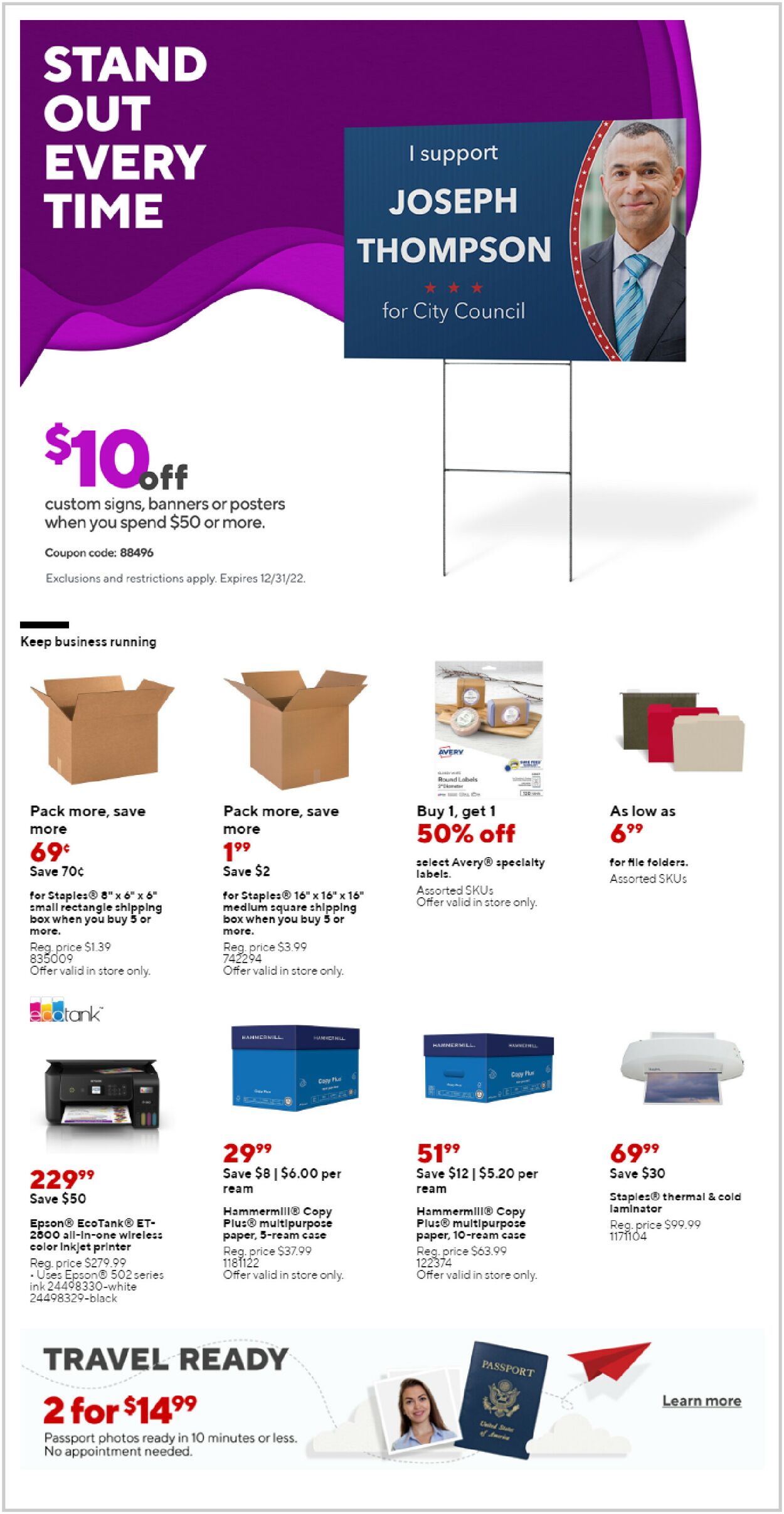 Staples Ad from 10/02/2022