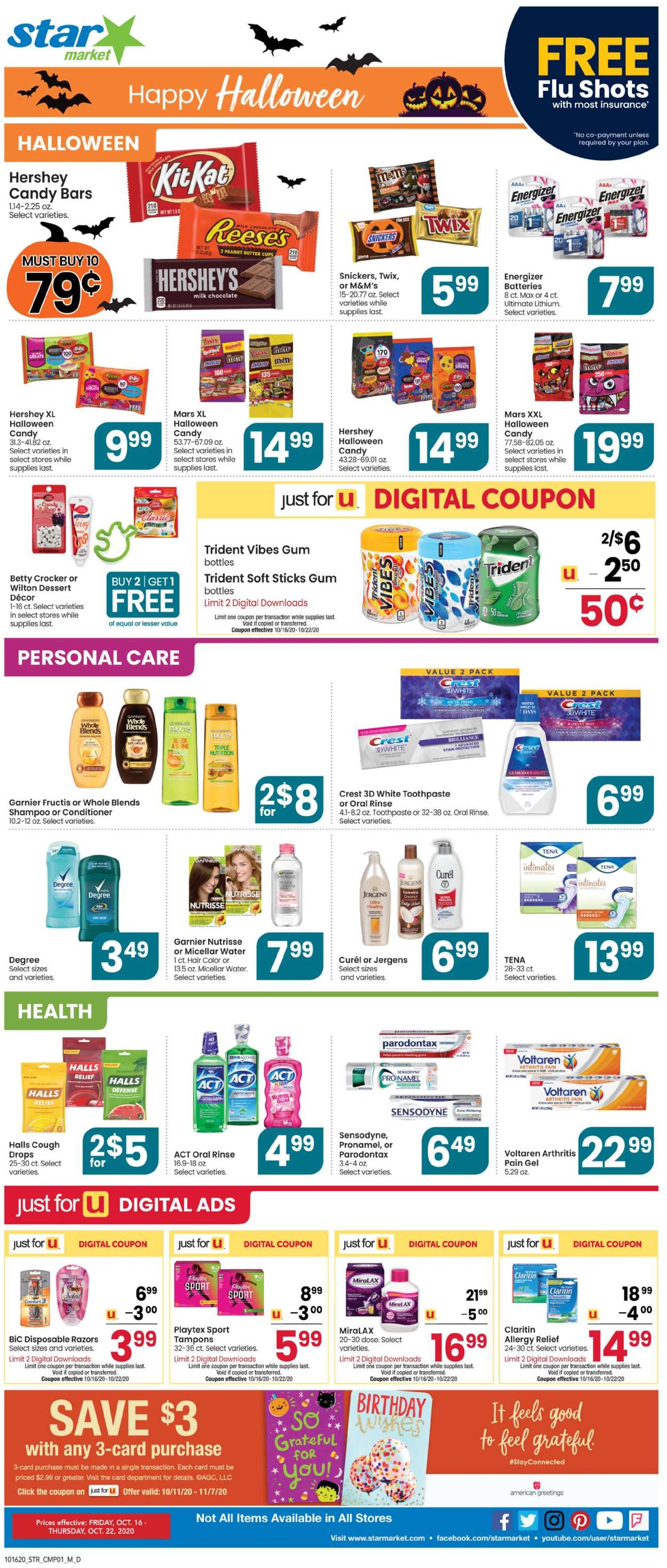 Star Market Ad from 10/16/2020