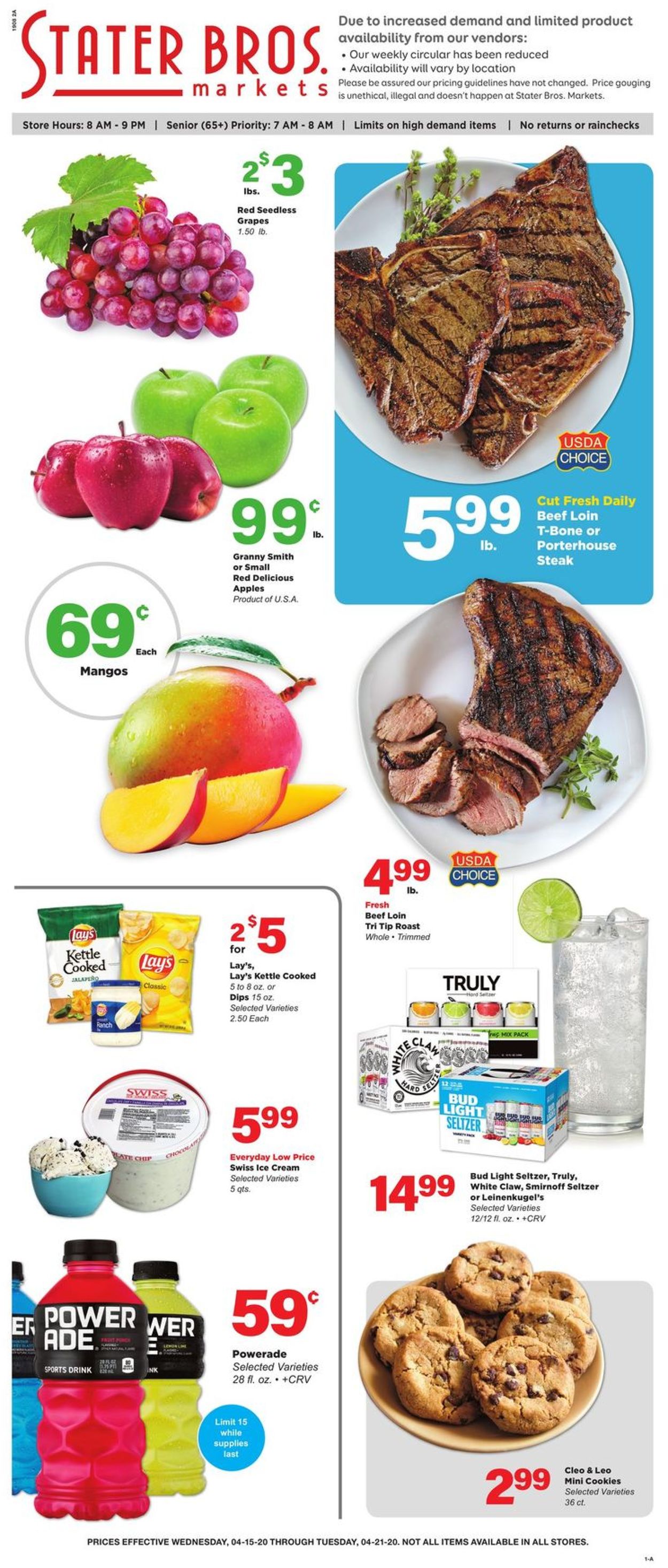 Stater Bros. Ad from 04/15/2020