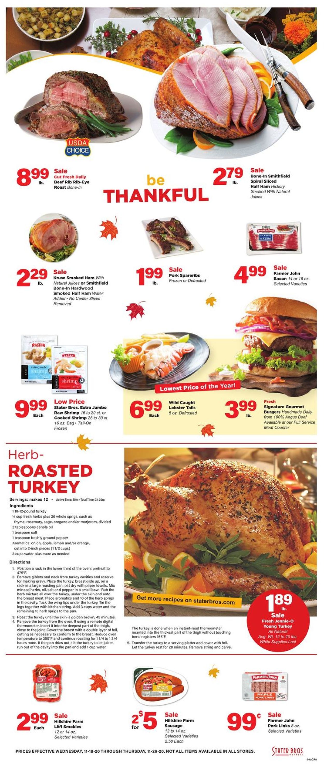 Stater Bros. Ad from 11/18/2020