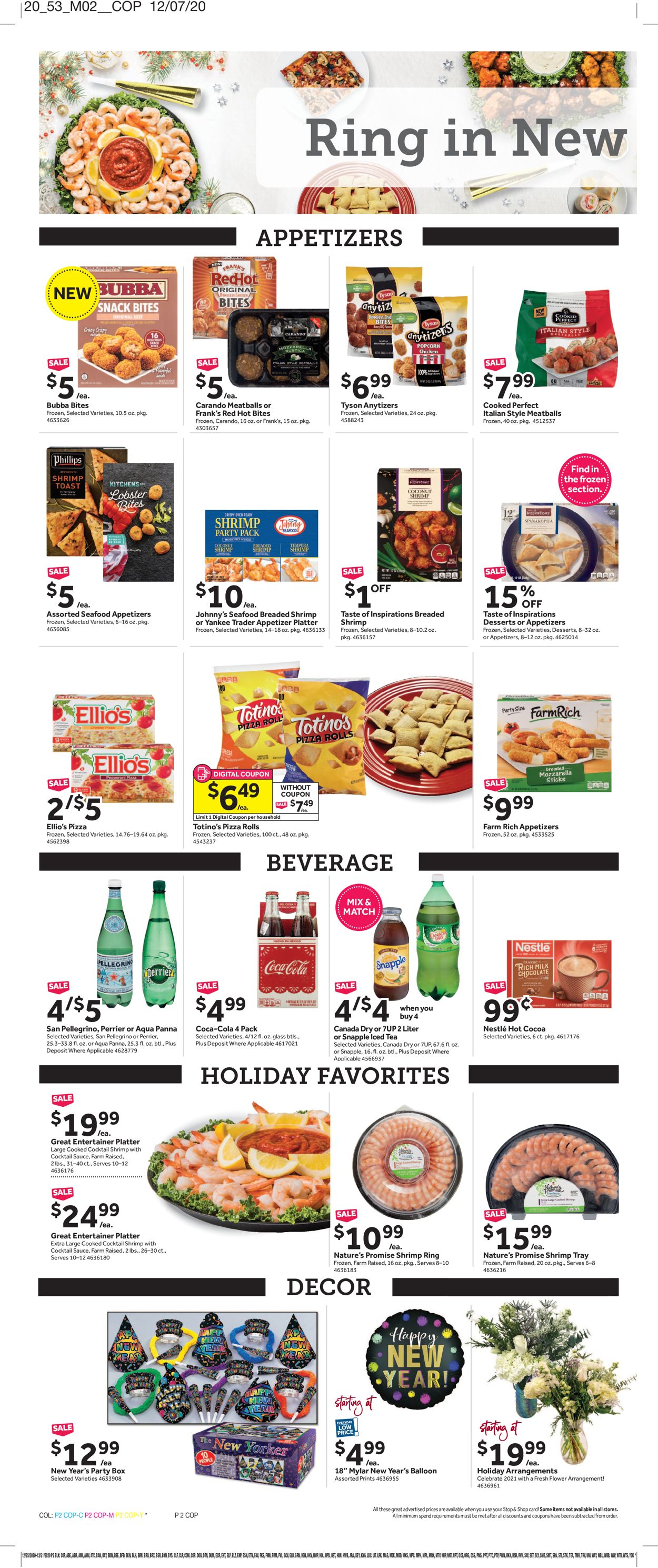 Stop and Shop Ad from 12/25/2020