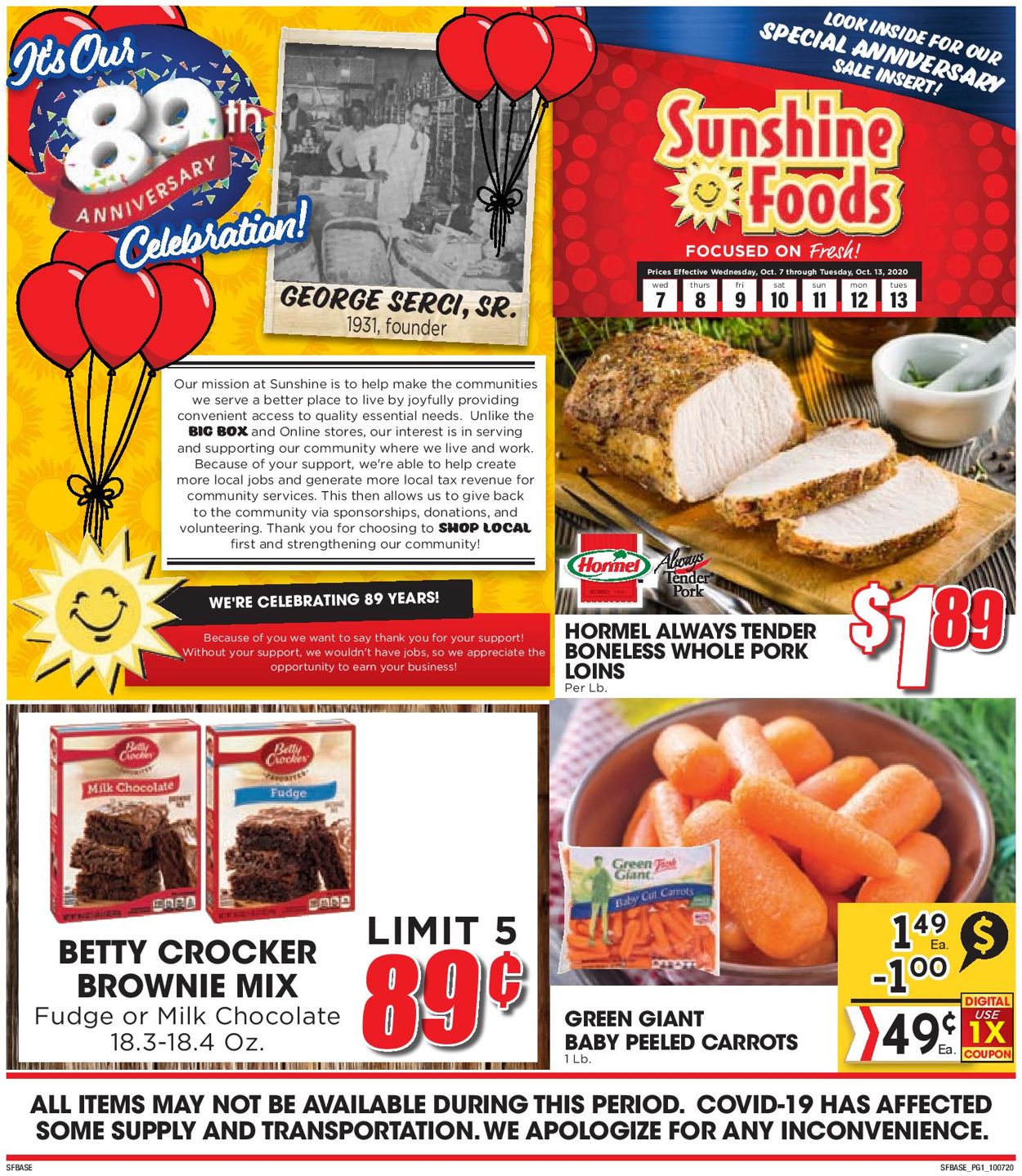 Sunshine Foods Ad from 10/07/2020