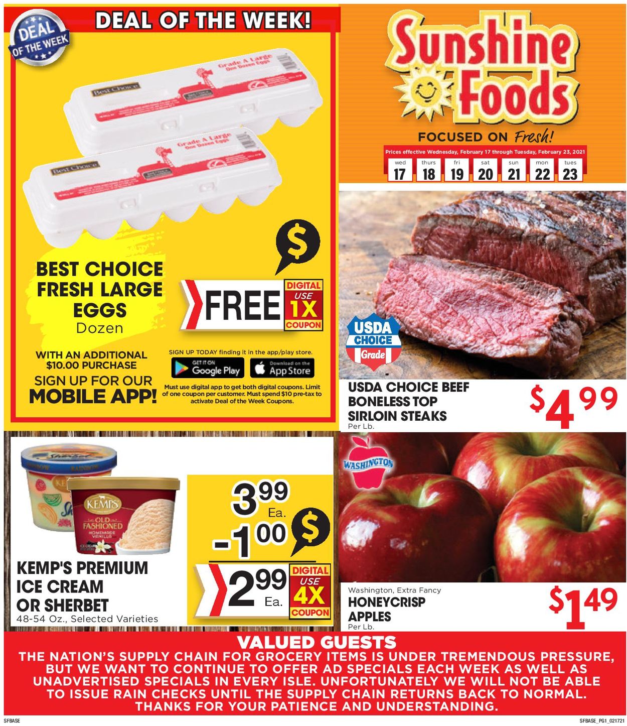 Sunshine Foods Ad from 02/17/2021