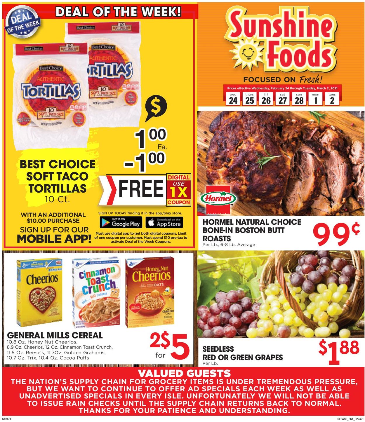 Sunshine Foods Ad from 02/24/2021
