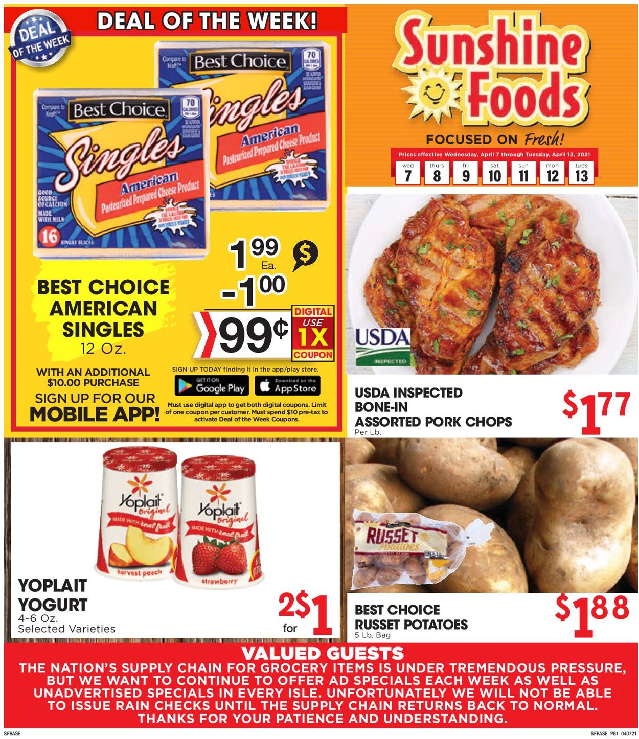 Sunshine Foods Ad from 04/07/2021