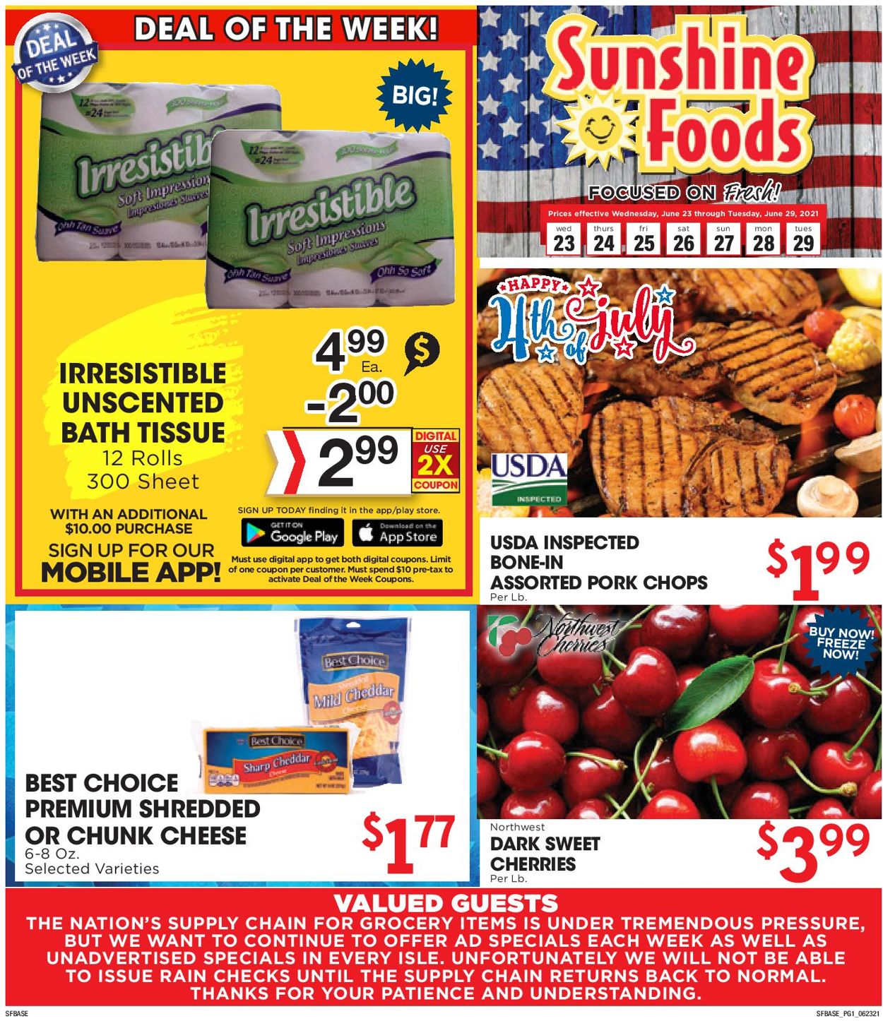 Sunshine Foods Ad from 06/23/2021