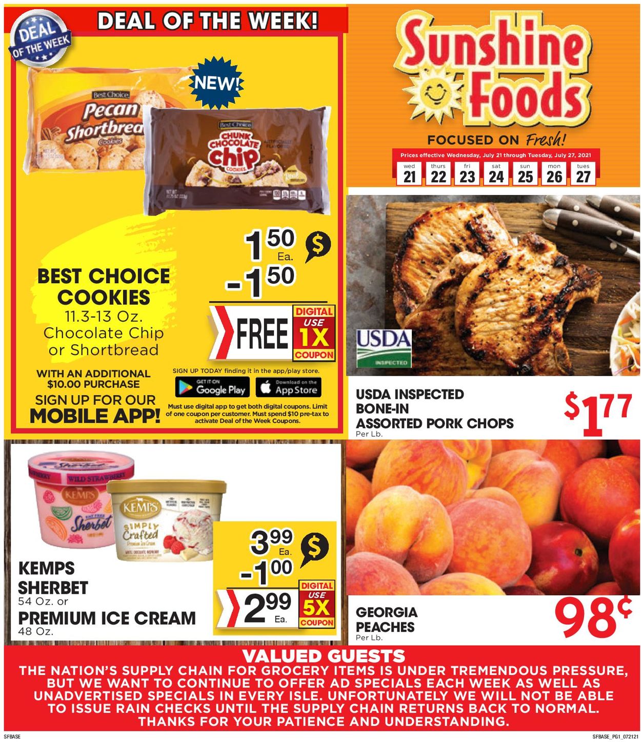 Sunshine Foods Ad from 07/21/2021