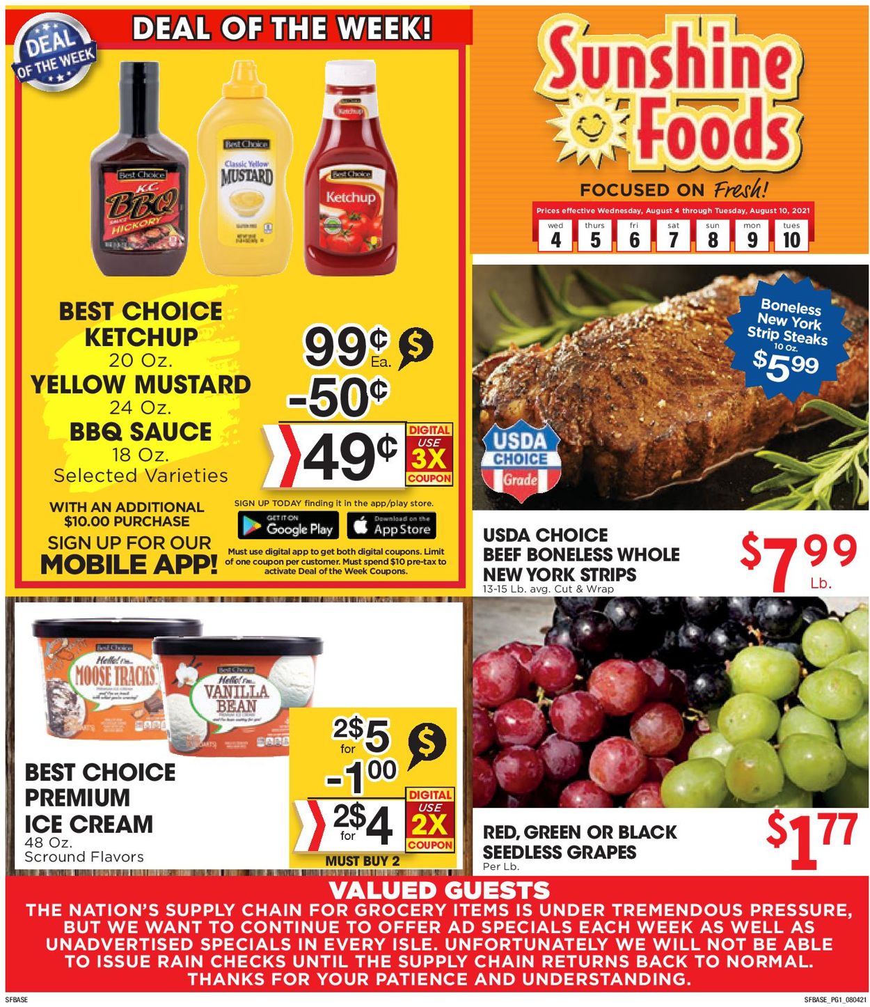 Sunshine Foods Ad from 08/04/2021