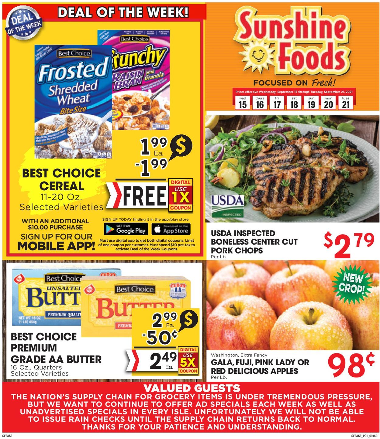 Sunshine Foods Ad from 09/15/2021