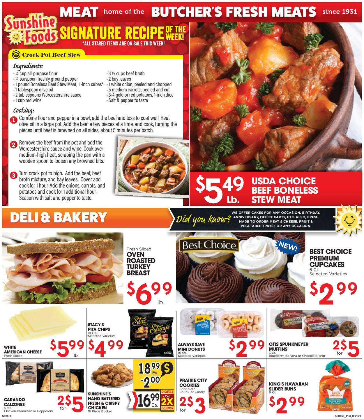 Sunshine Foods Ad from 09/22/2021
