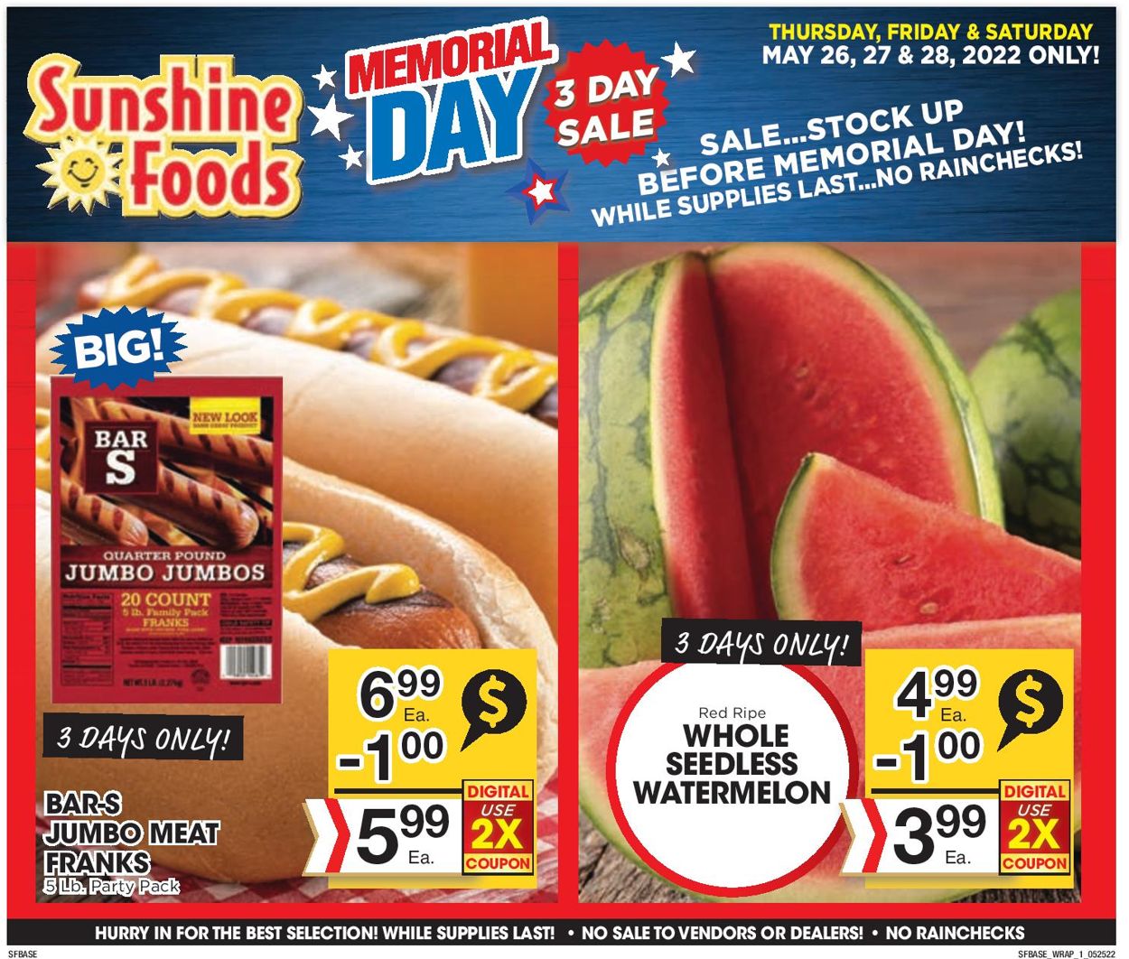 Sunshine Foods Ad from 05/25/2022