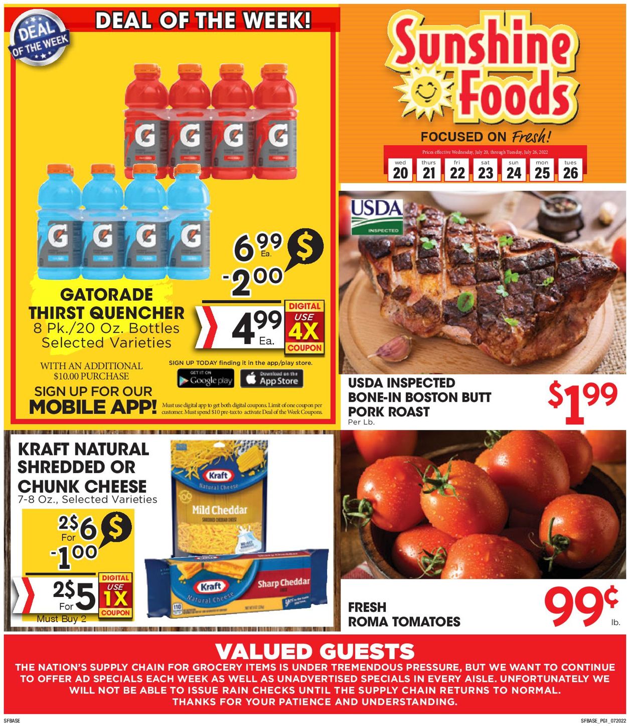 Sunshine Foods Ad from 07/20/2022