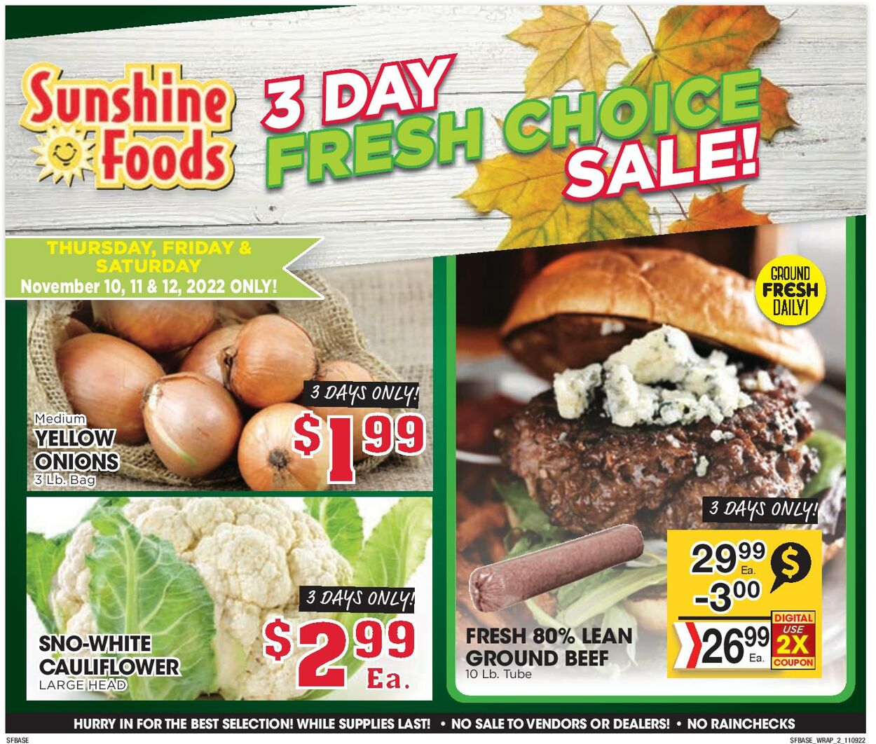 Sunshine Foods Ad from 11/09/2022
