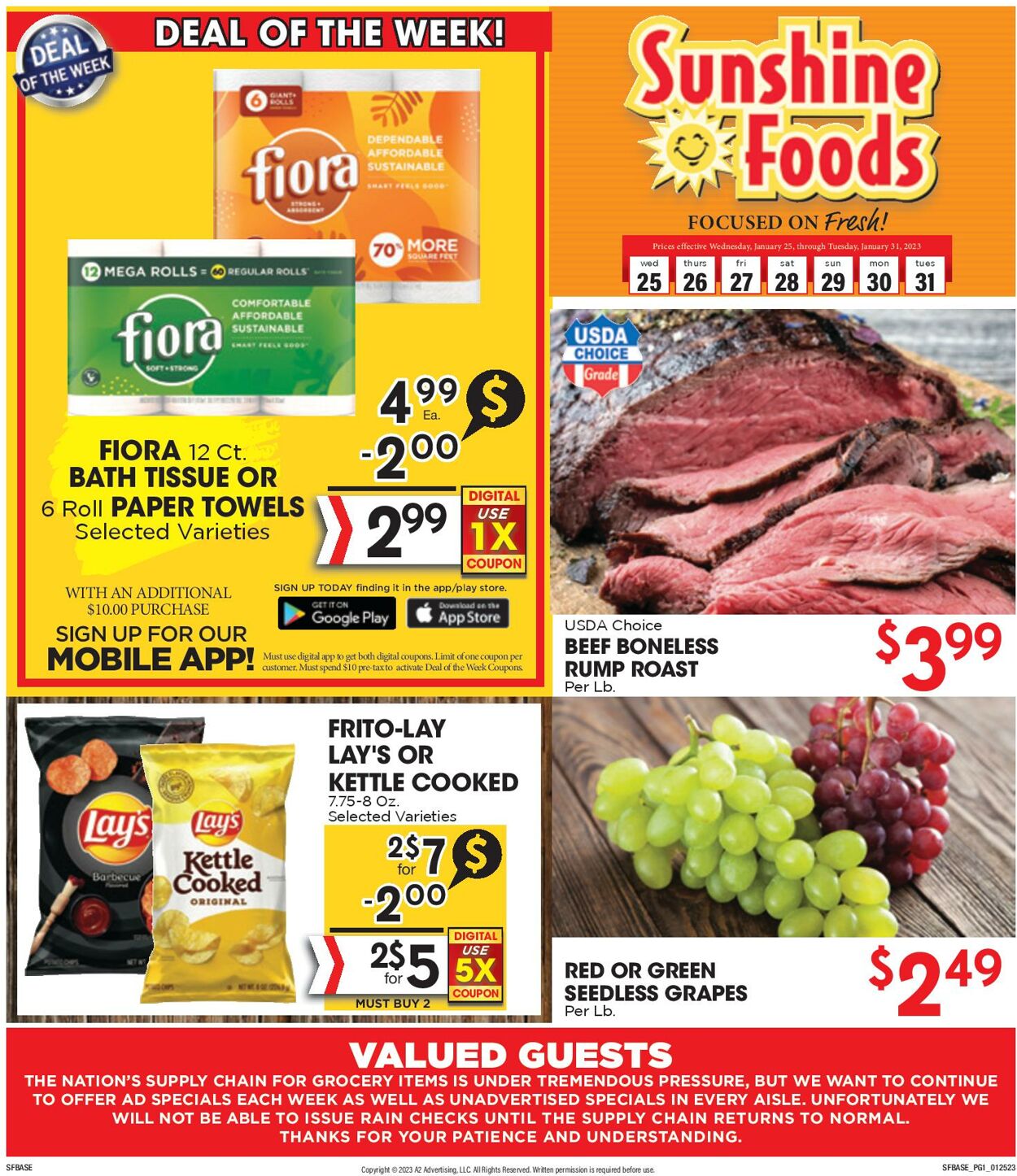 Sunshine Foods Ad from 01/25/2023