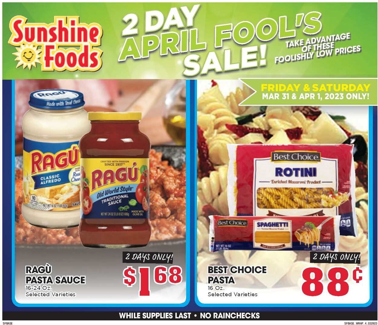 Sunshine Foods Ad from 03/29/2023