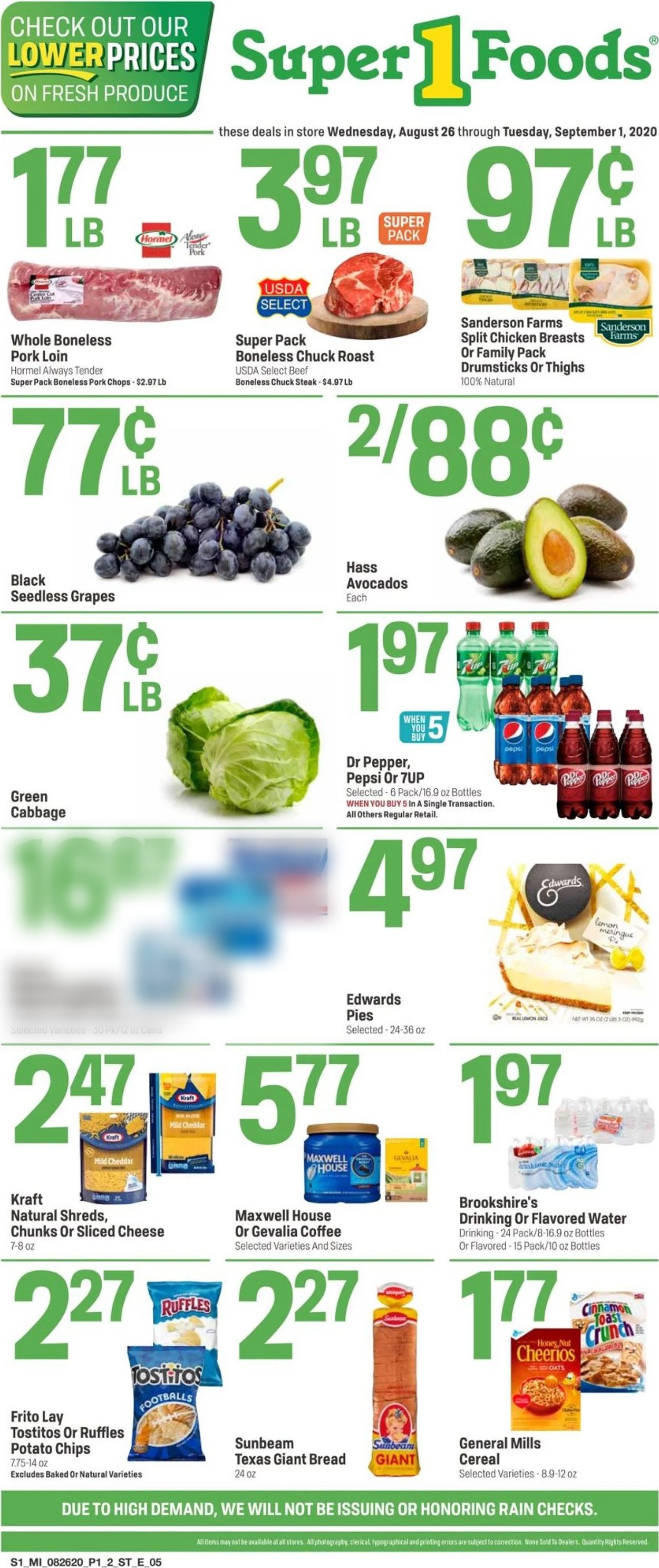 Super 1 Foods Ad from 08/26/2020