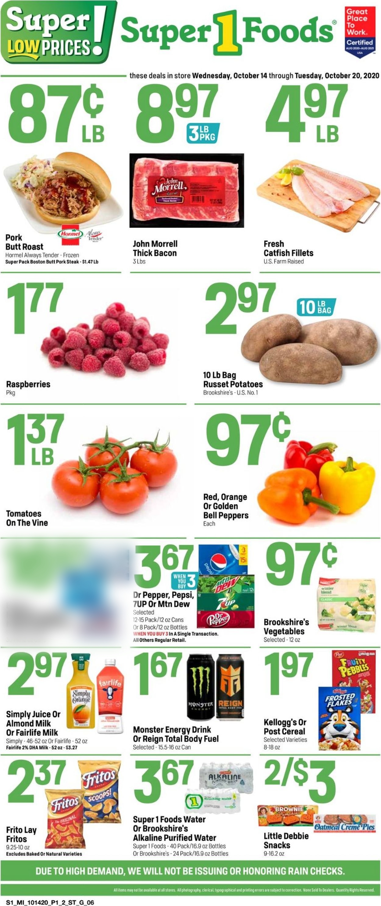 Super 1 Foods Ad from 10/14/2020