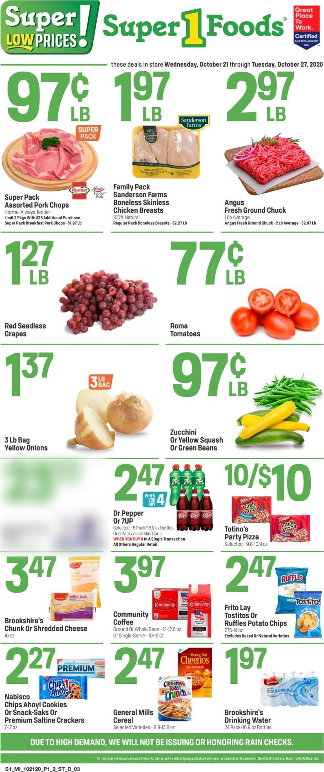 Super 1 Foods Ad from 10/21/2020