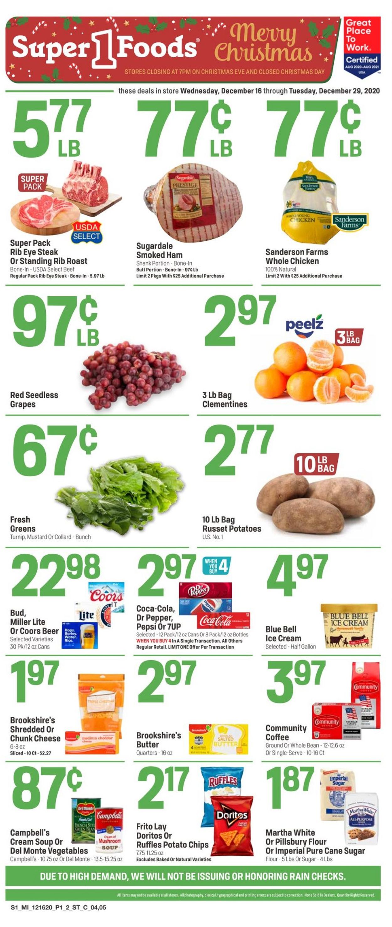 Super 1 Foods Ad from 12/16/2020
