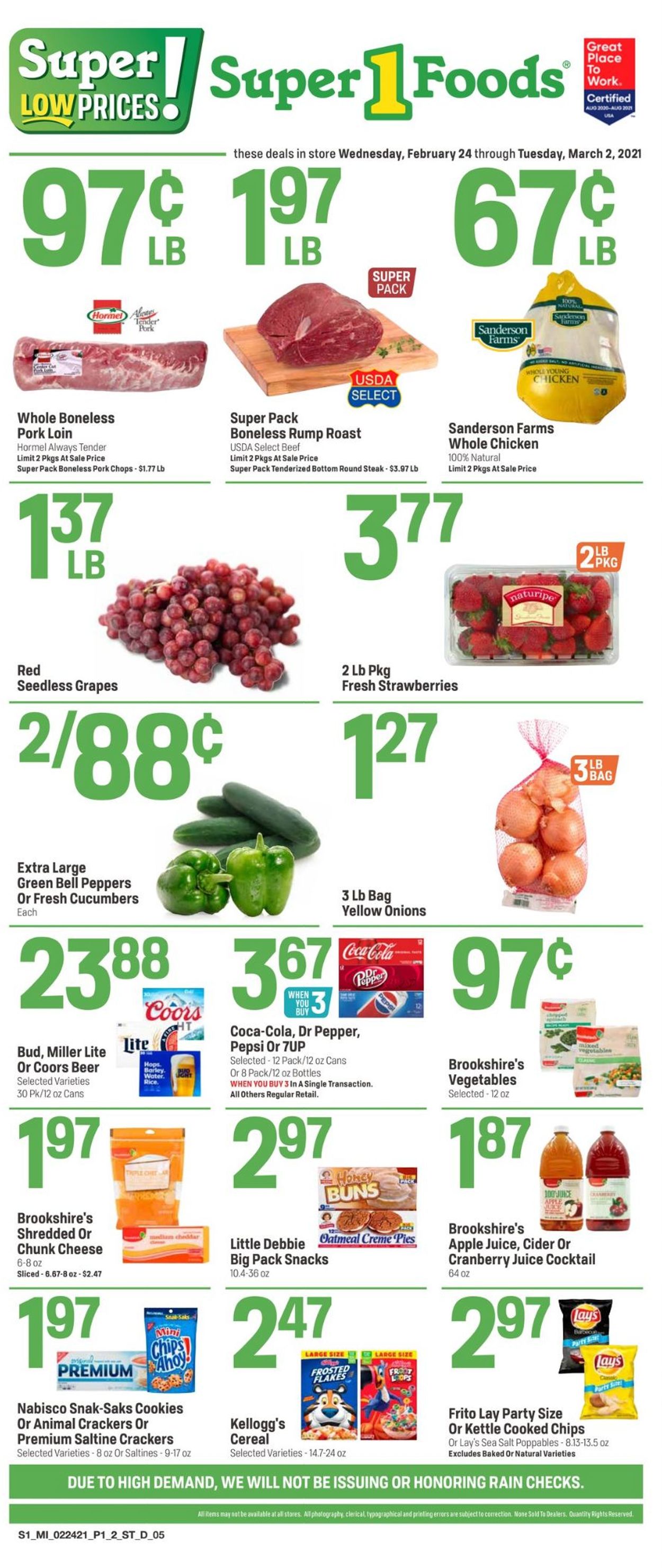 Super 1 Foods Ad from 02/24/2021