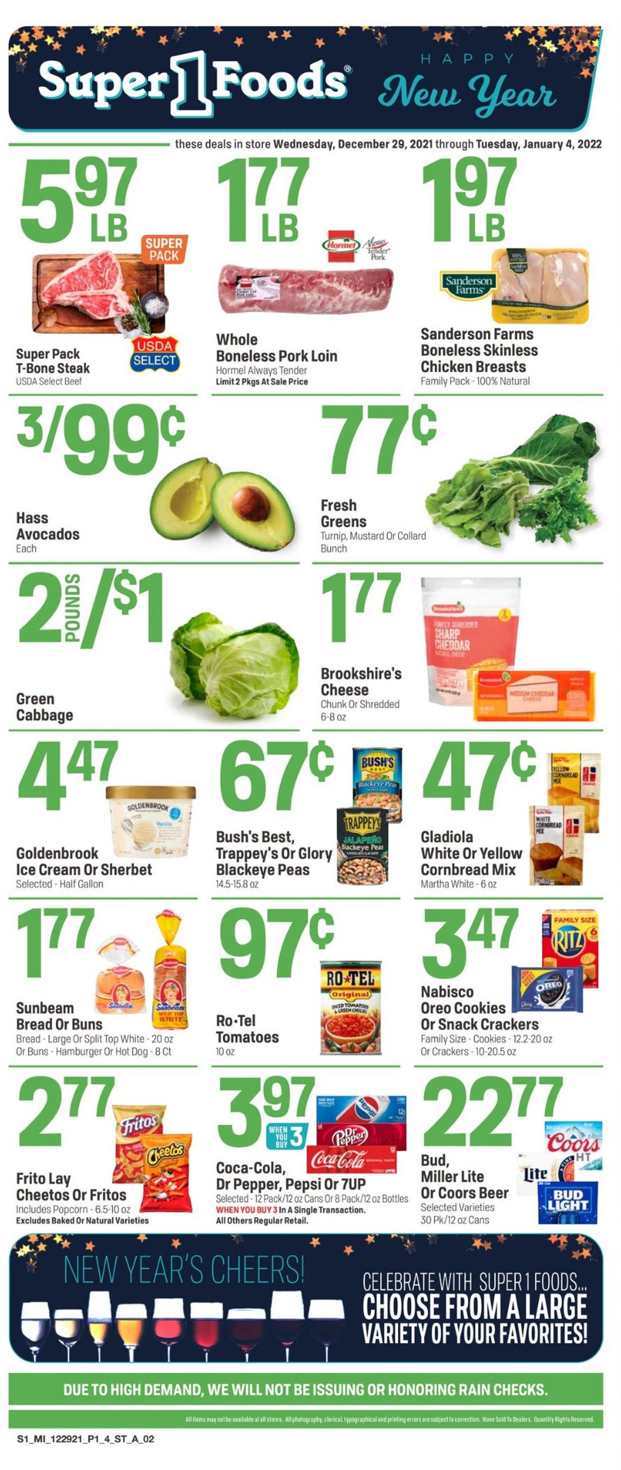 Super 1 Foods Ad from 12/29/2021