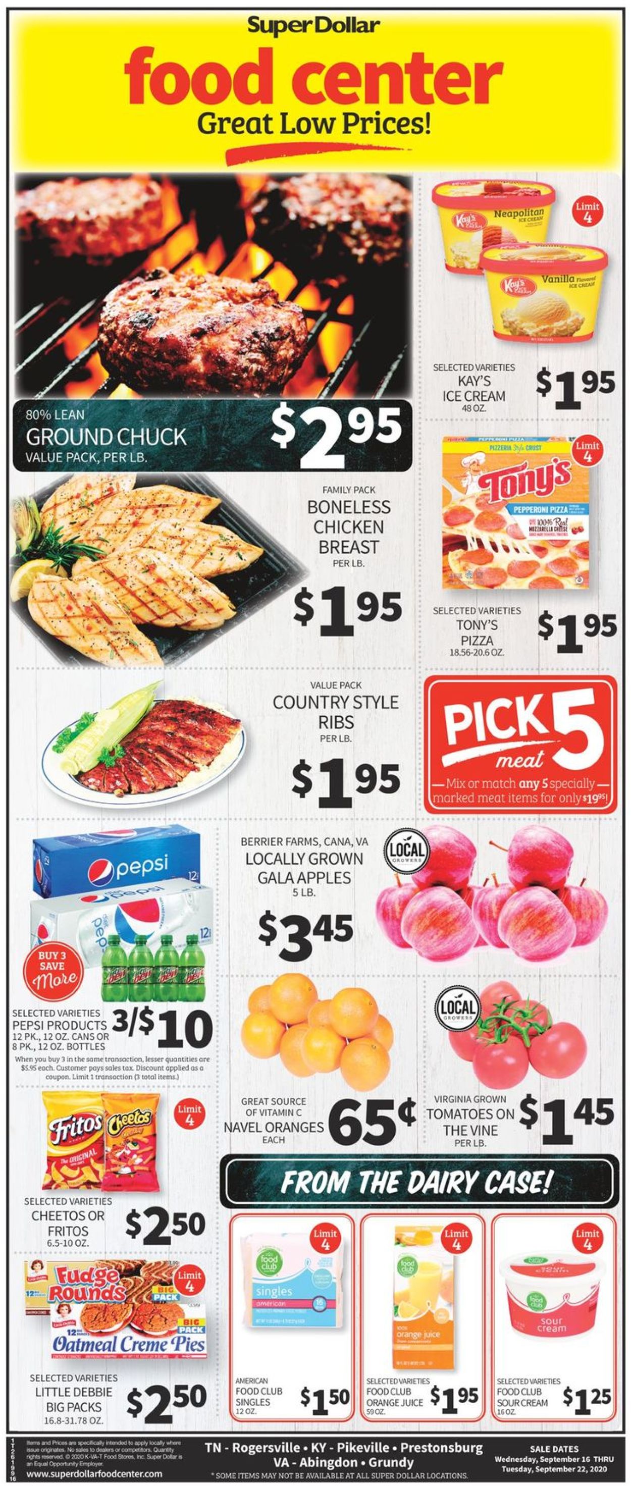 Super Dollar Food Center Ad from 09/16/2020