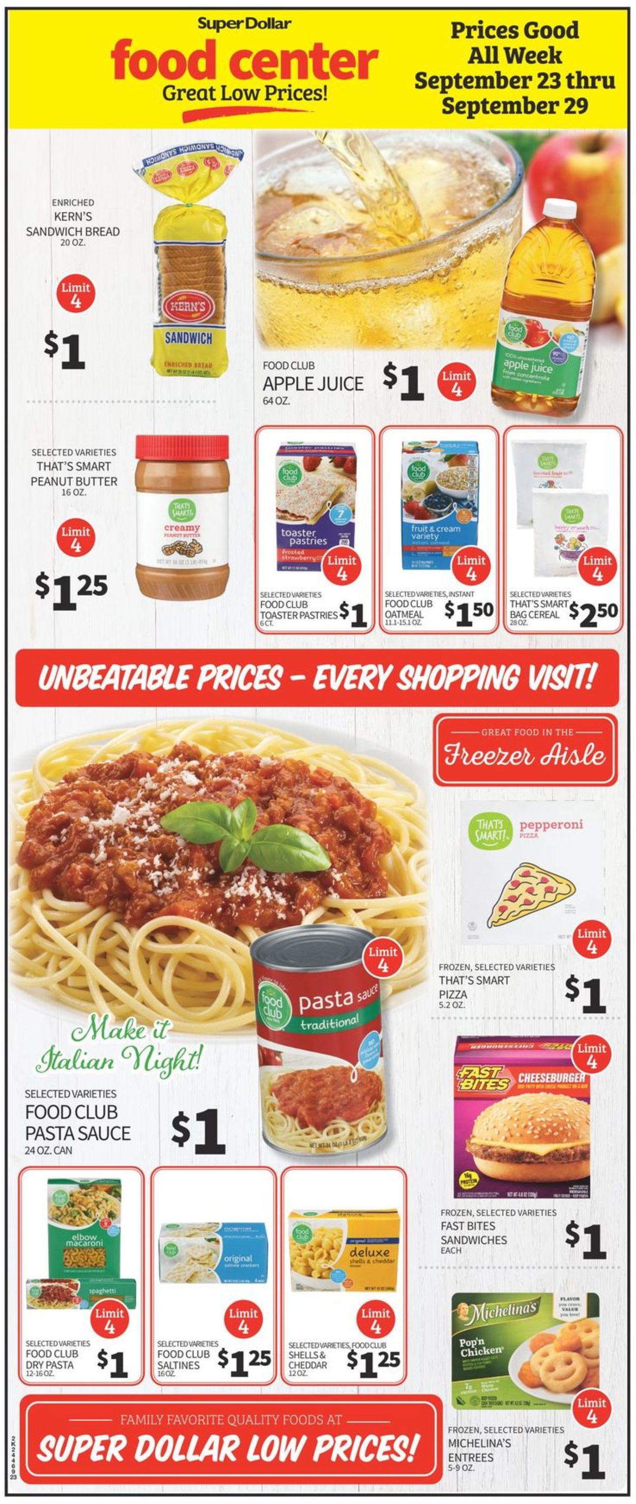 Super Dollar Food Center Ad from 09/23/2020