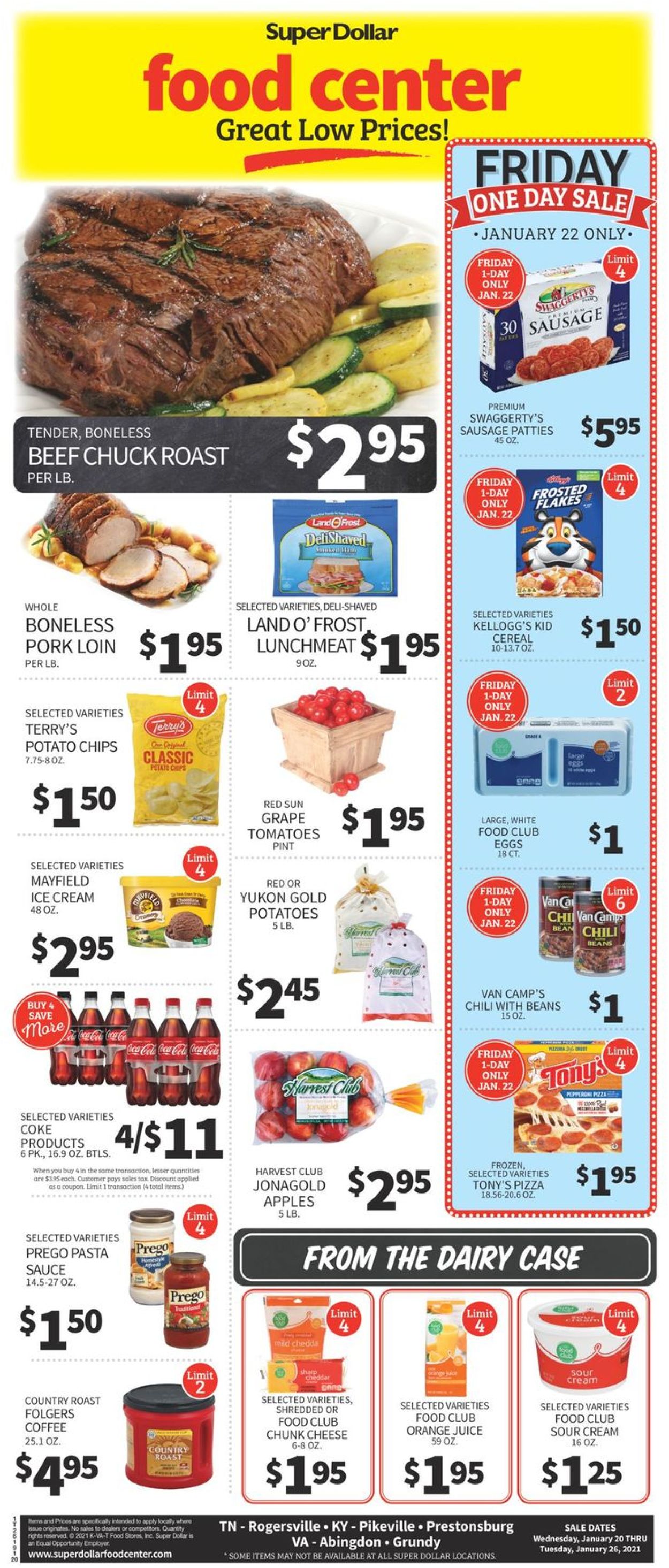 Super Dollar Food Center Ad from 01/20/2021