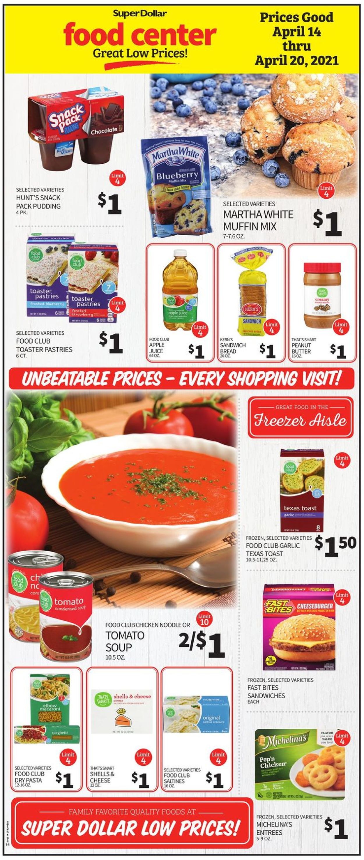 Super Dollar Food Center Ad from 04/14/2021