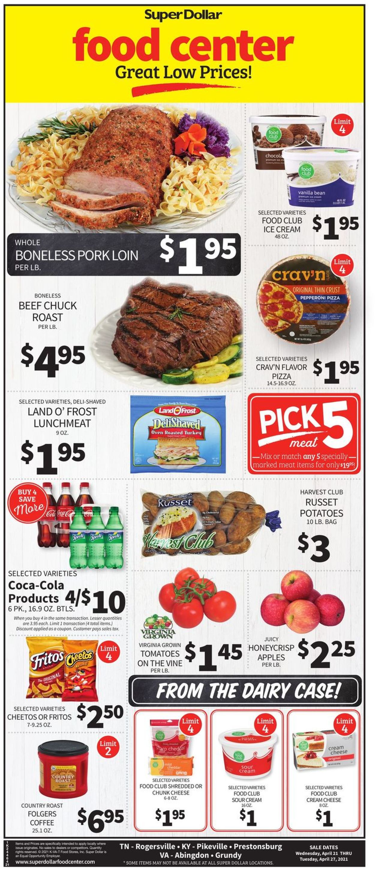 Super Dollar Food Center Ad from 04/21/2021