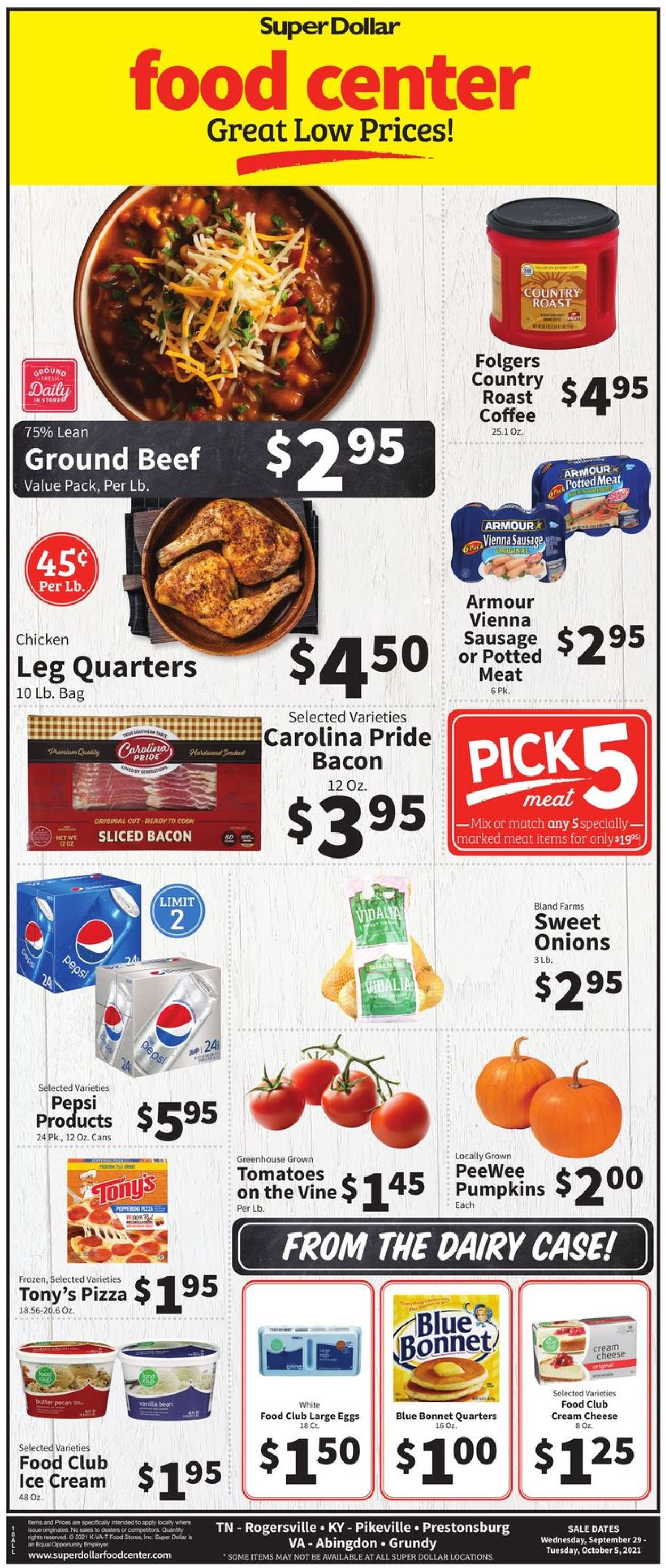 Super Dollar Food Center Ad from 09/29/2021