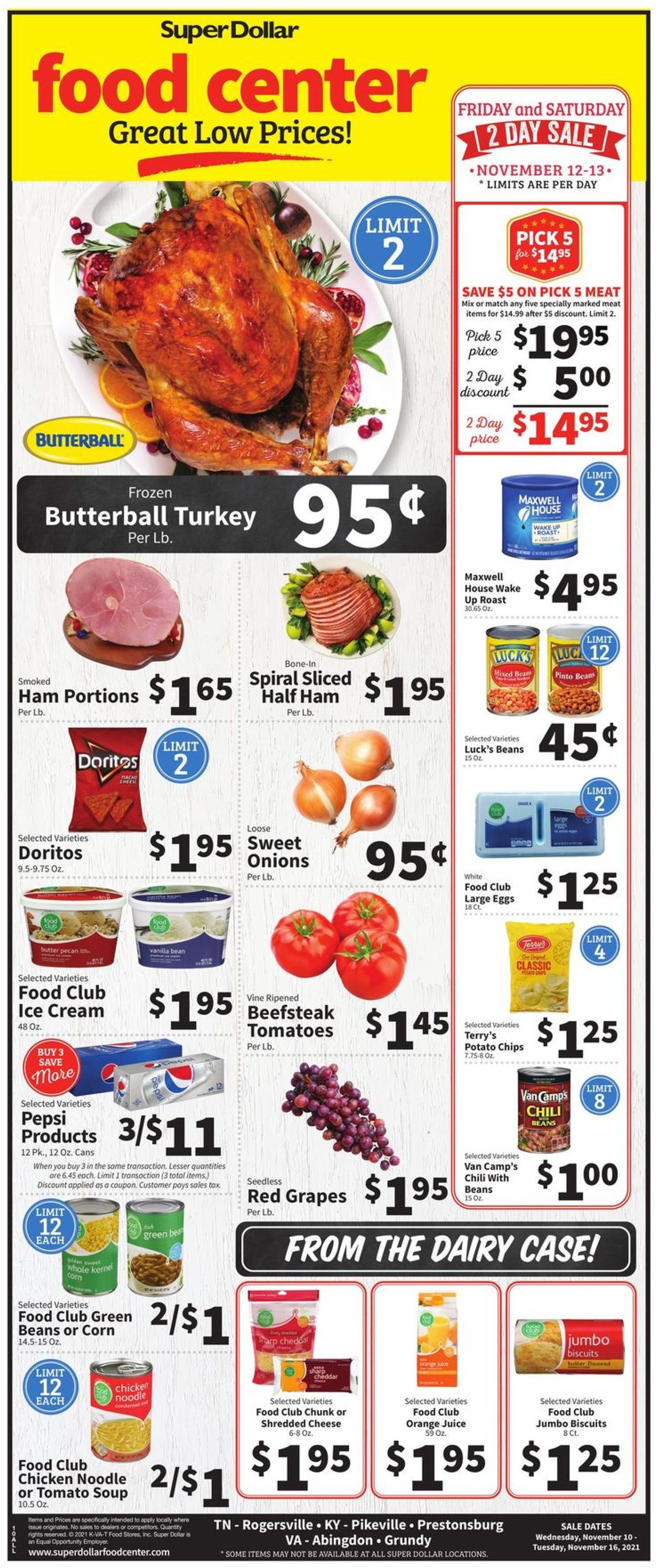 Super Dollar Food Center Ad from 11/10/2021